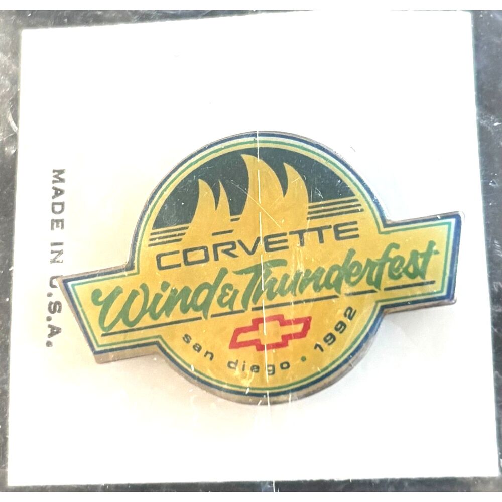 VTG Corvette Winter Thunderfest 1992 Pin San Diego Chevy Event NOS Made in USA